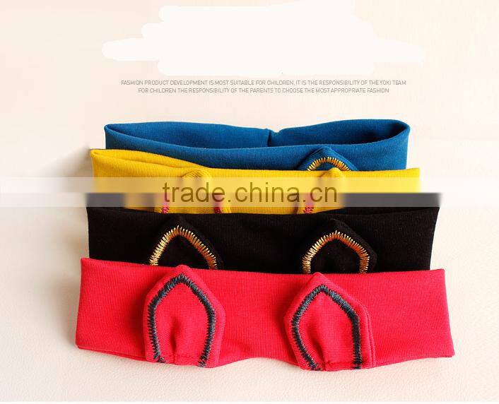 children headwear Korea baby cute knit headband with embroidery ear