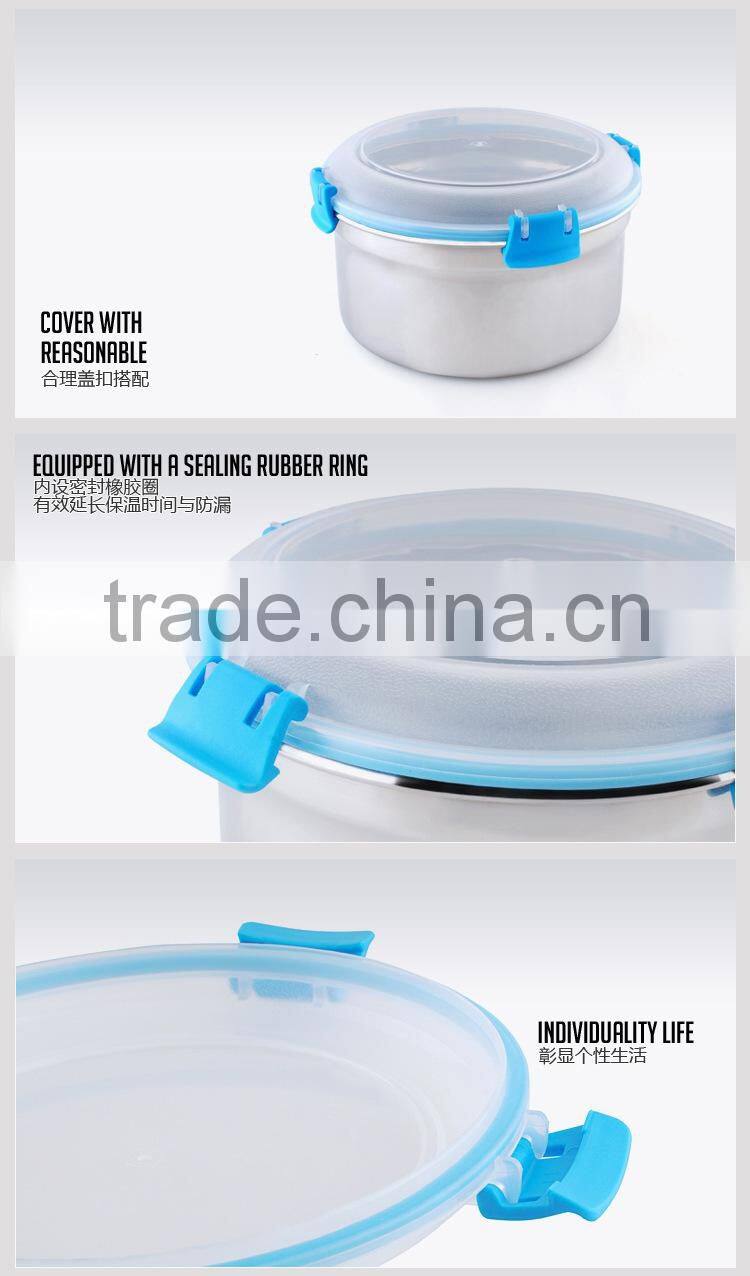round shape stainless steel stackable food container to keep food fresh