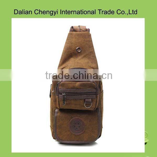 Factory price qualified easy taking natural canvas chest bag for men