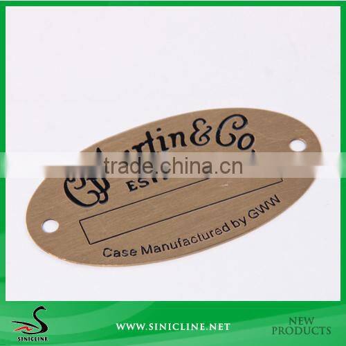 Sinicline Oval Bronze Metal Label Tag with Black Painting Logo