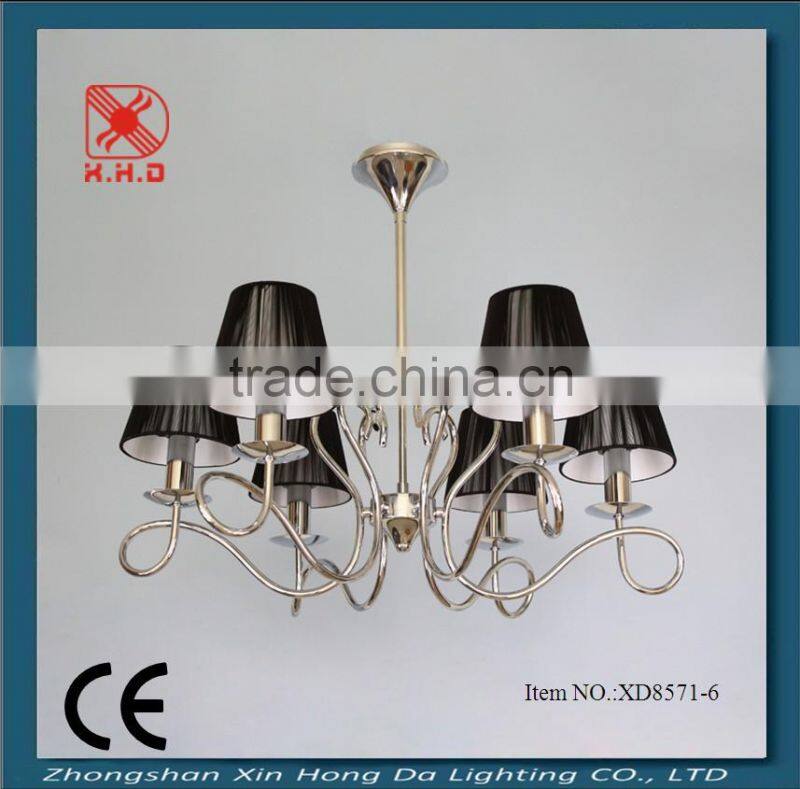 european antique fashion chandelier pendant candle light fittings with fabric covering XD8545-5P