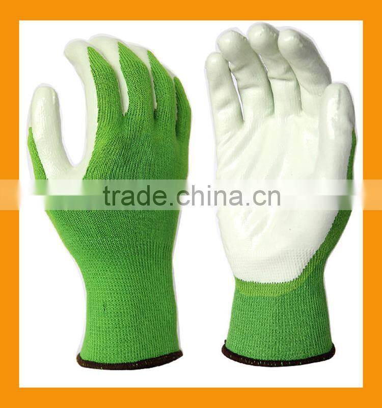 Eco-friendly White PU Palm Coated Green Bamboo Gardener Gloves