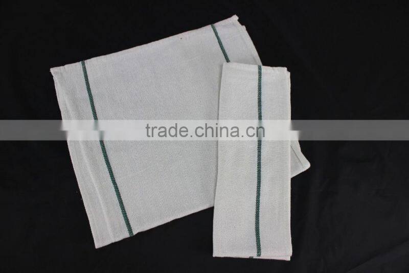 china factory wholesale white kitchen tea towels with stripe border
