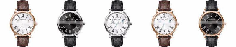 2016 Shenzhen Stainless Steel Back Geneva Mens Watches Leather Band