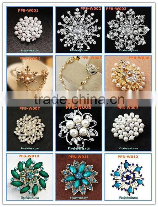 Wholesale Enamel Flower Brooches With Shiny Crystals PFB-W014