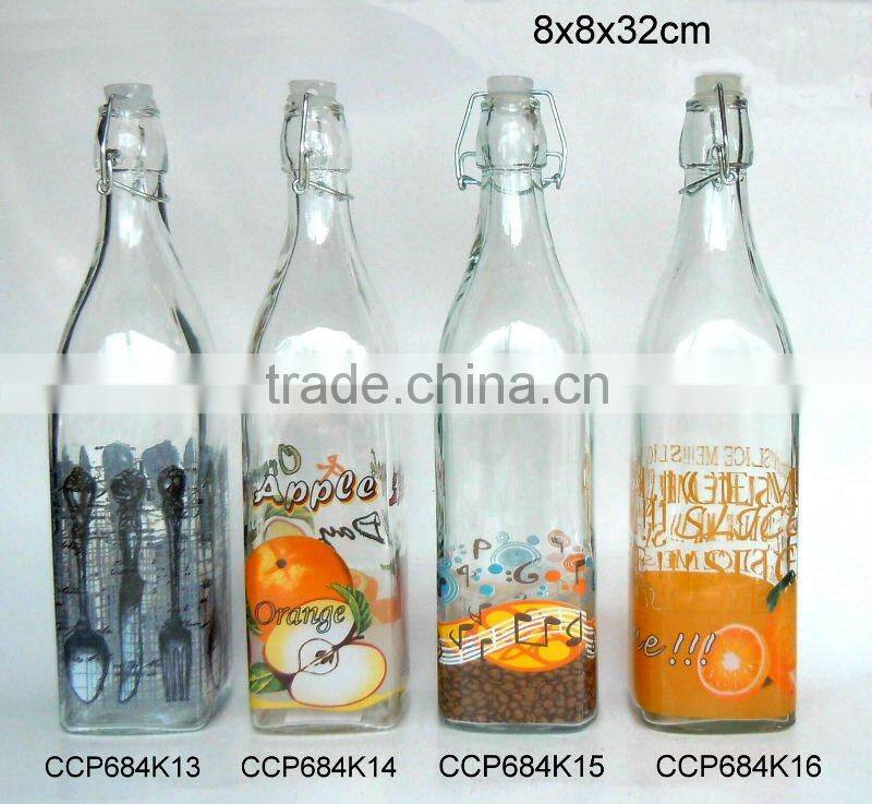Glass bottle glass milk bottle with decal printing (CCP684K36)