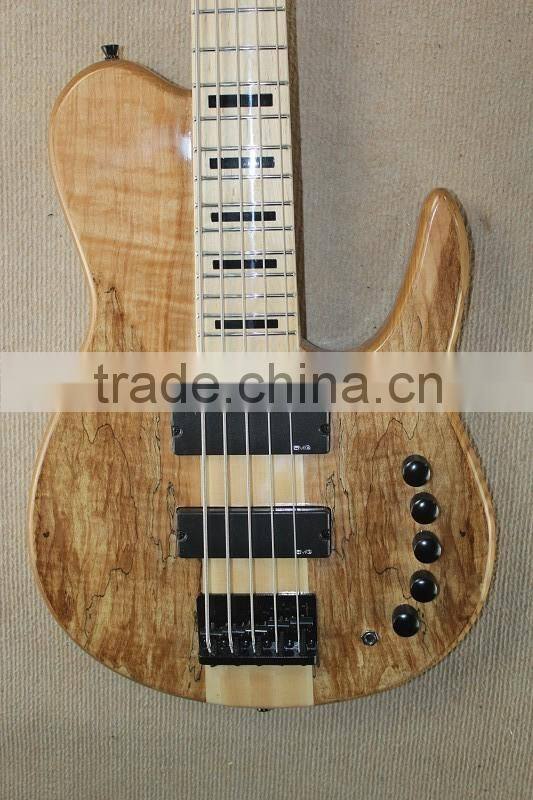 Weifang Rebon 5 string neck through body burl maple electric bass guitar