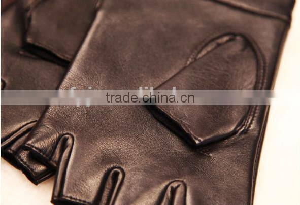 Girls/ladies dress sex red color leather gloves with fingerless