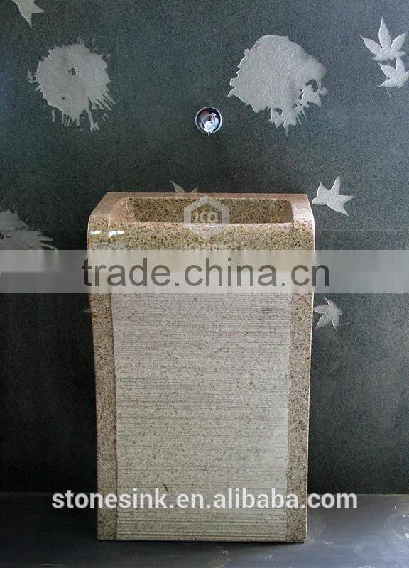 Classic style natural stone garden pedestal sink