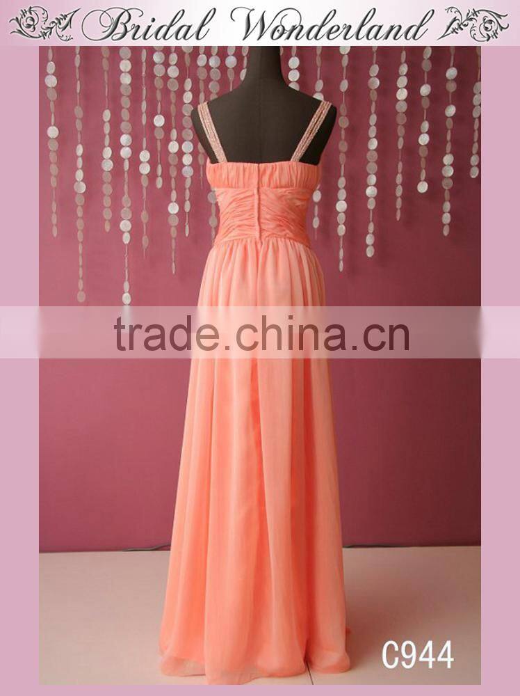 Cheap floor touching chiffon eveing dress for fat women