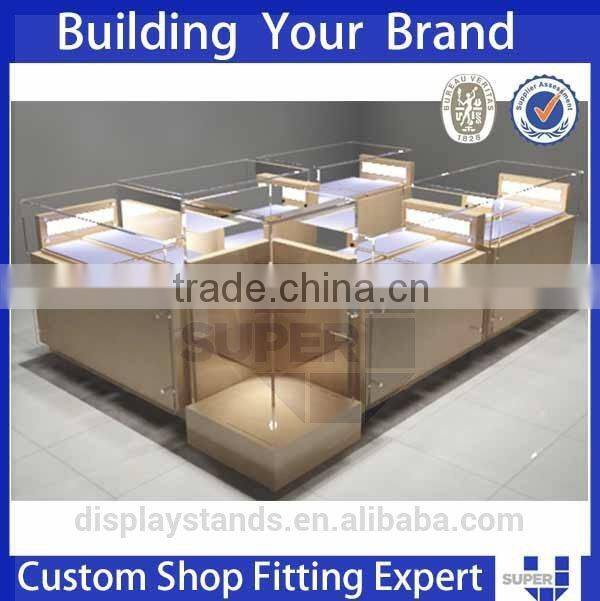 2016 Shopping Mall Customized Watch Kiosk With Tempered Glass