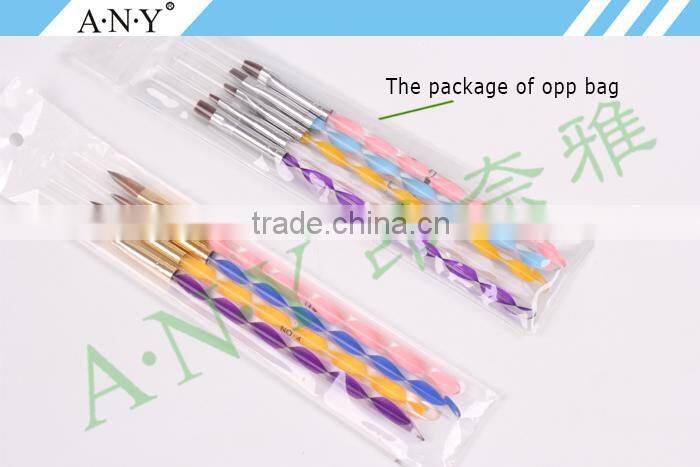 ANY Professional Nail Art Building Care 4PCS Wire Brush Set Pure Kolinsky Acylic Brush
