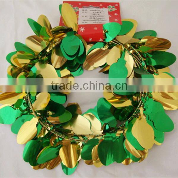 Colorful Holographic Leaves PVC 16" Tinsel Garland For Christmas Decorations