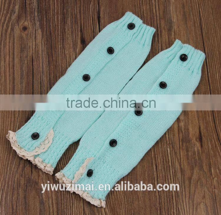 Beautiful Children Solid Color Knit Leg Warmers Infant Toddler Winter Lace Buttons Leg Warmer