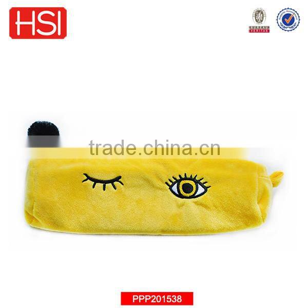 2016 new funny yellow color teenage pencil cases with eyes printing
