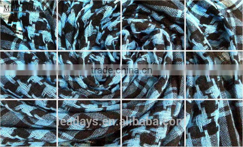 Plaid tassel polyester square palestine scarf