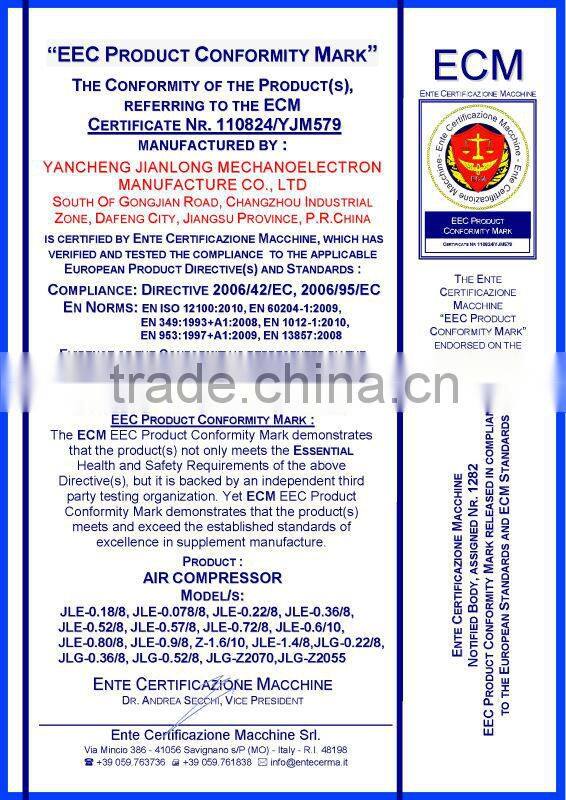 electric driven base plate air compressor with CE JL2105,compressor