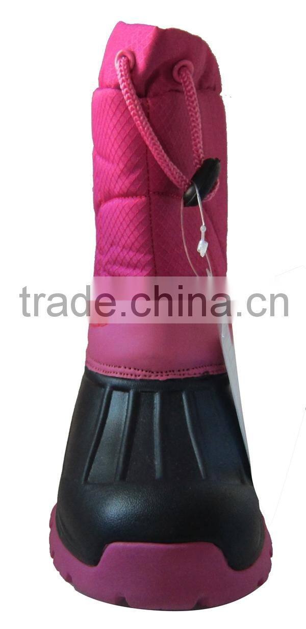 2016 new design eva rubber outsole pink snow boot for girl
