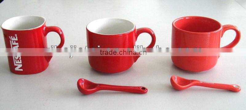 Nescafe Red Color Glazed Stoneware Mug