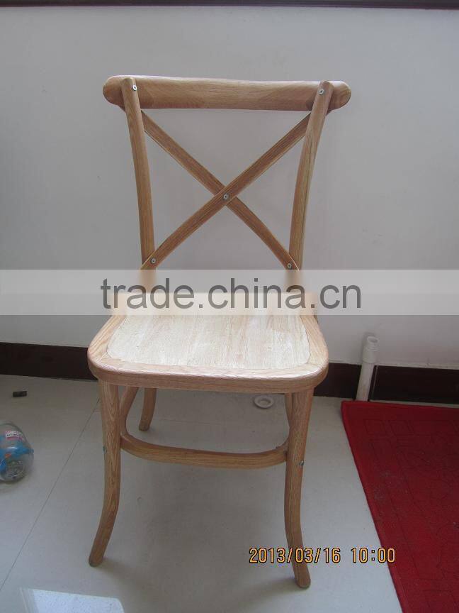 Oak Wood French Style Antique Stacking Cross Back Wedding Dining Chair