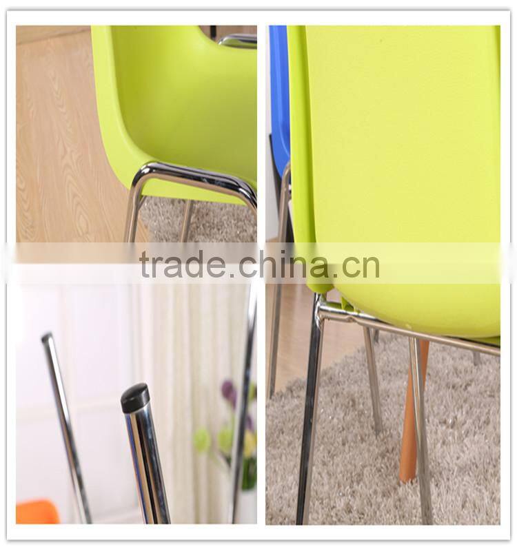 Stackable cheap plastic back metal frame chair legs