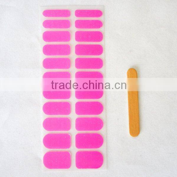 2016 New design ODM neon pink glitter gel nail wrap polish fashion shiny nail polish strips sexy long nails 22tips