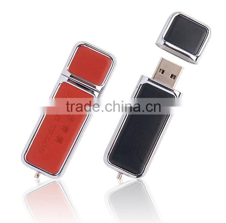 Hot selling fahsion leather USB flash drive with customized logo 4gb