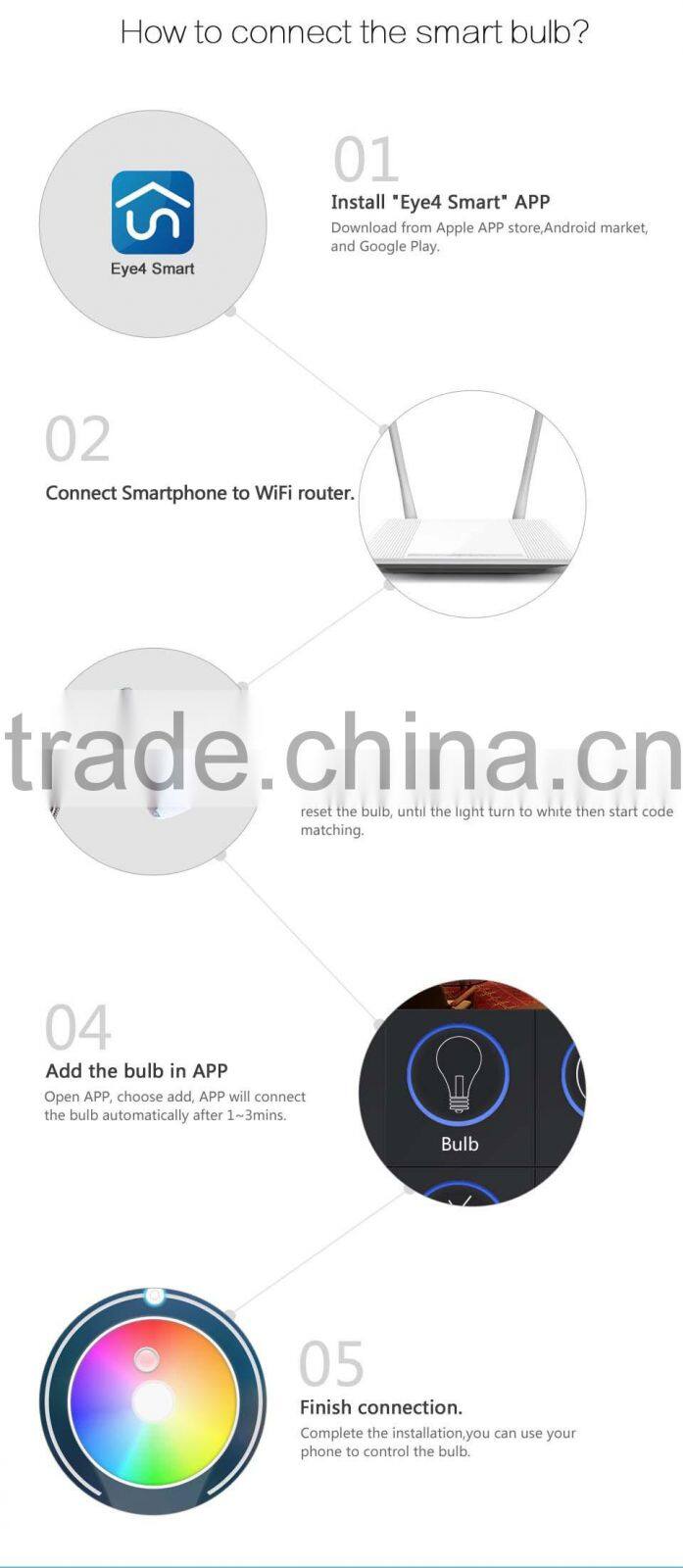 VStarcam Hot selling 6W WF820 smart lamp led wifi light bulb