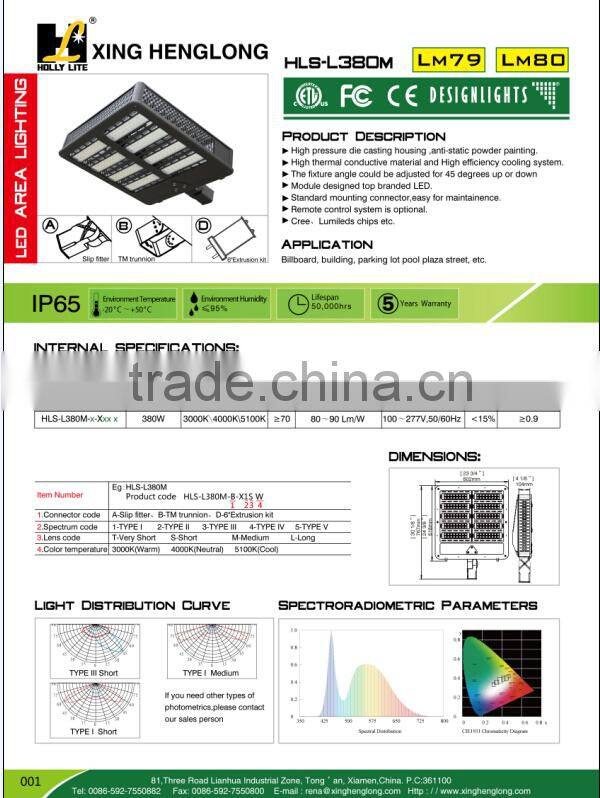 DLC approved listed ETL led shoebox 110V 347V 480V shoe box light warm cold pure white