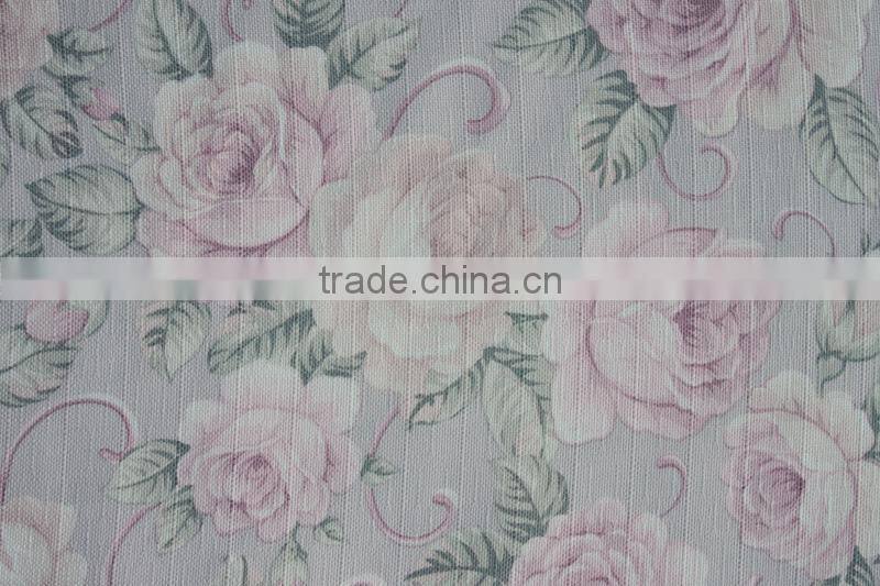 New 100% polyester lining shower curtain fabric flower printed satin fabric price per yard