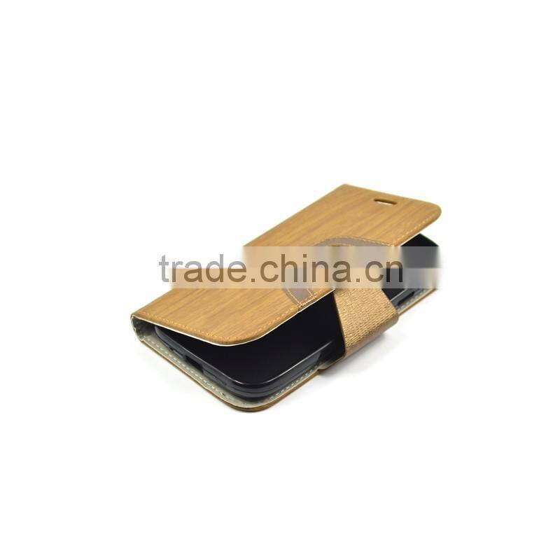 2016 Hot Sales PU Leather Case for iphone6 by Wooden Lines Grain and Suitable for Business Man with Card Slots and Big Magnet