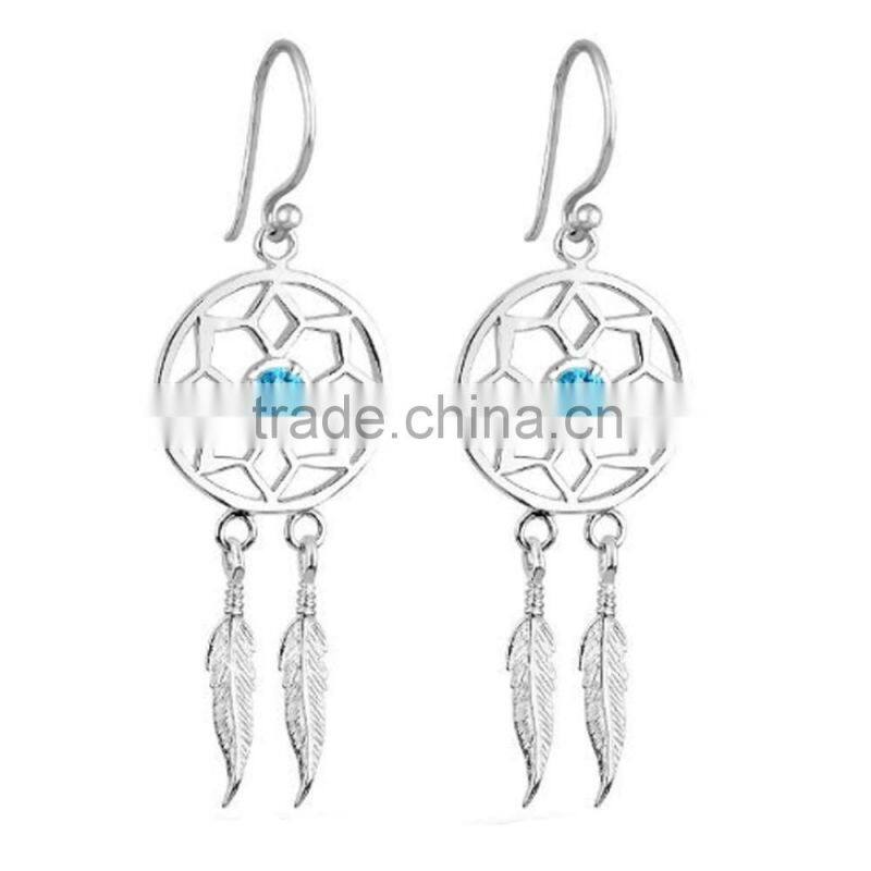 wholesale fashion dream catcher dangle earrings ,new fashion green ball dearm catcher dangles earrings (HE-040)