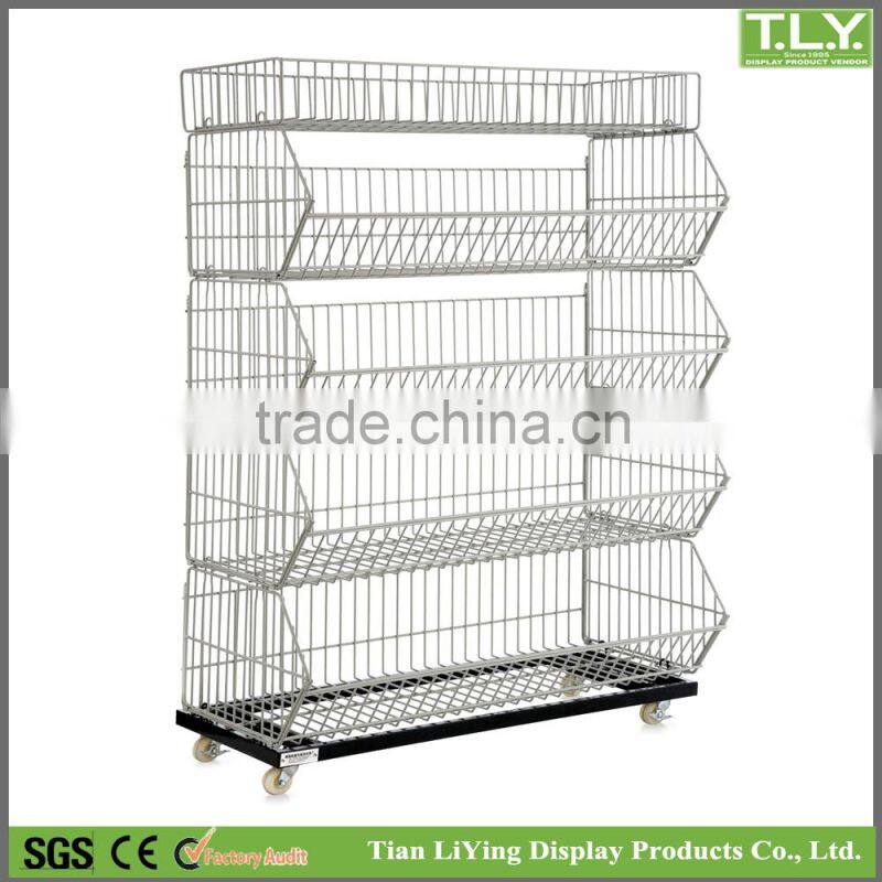 SSW-CM-601 Custom Iron Supermarket Basket Shelf / Iron Store Basket Shelf Manufacturer