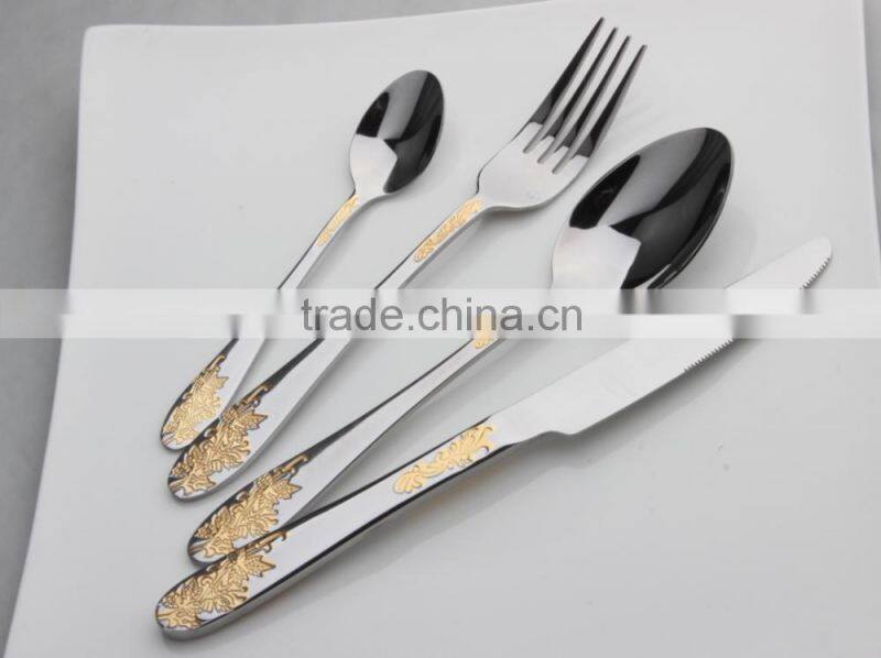 89pcs stainless steel gold plated cutlery for Turkey Iran market