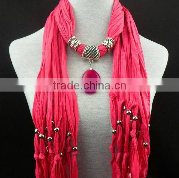 Wholesale Fashion Women Bohemian Drop Pendant Necklace Scarf Stole Neck Shawl Wrap Jewelry Gift