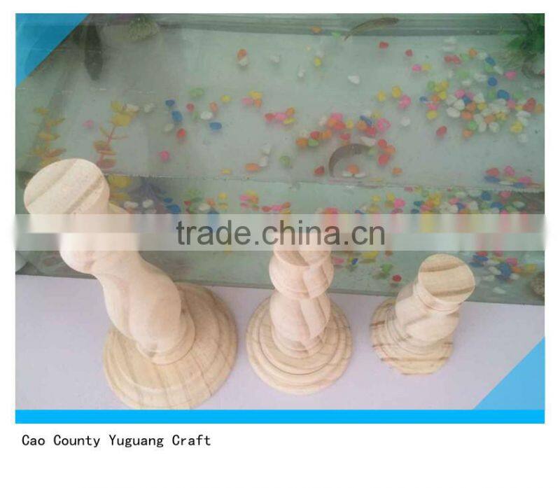 set of 3 unfinished pine wooden candle holder