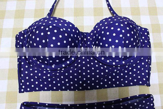 2016 new arrival wave retro high waist bikini