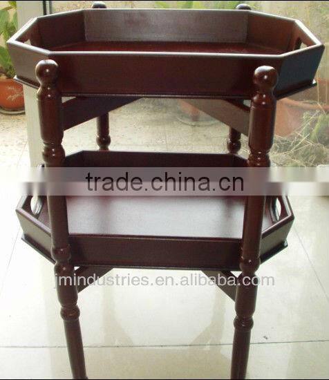 Removable Antique Two-tiers Wooden Tray with feet&rack