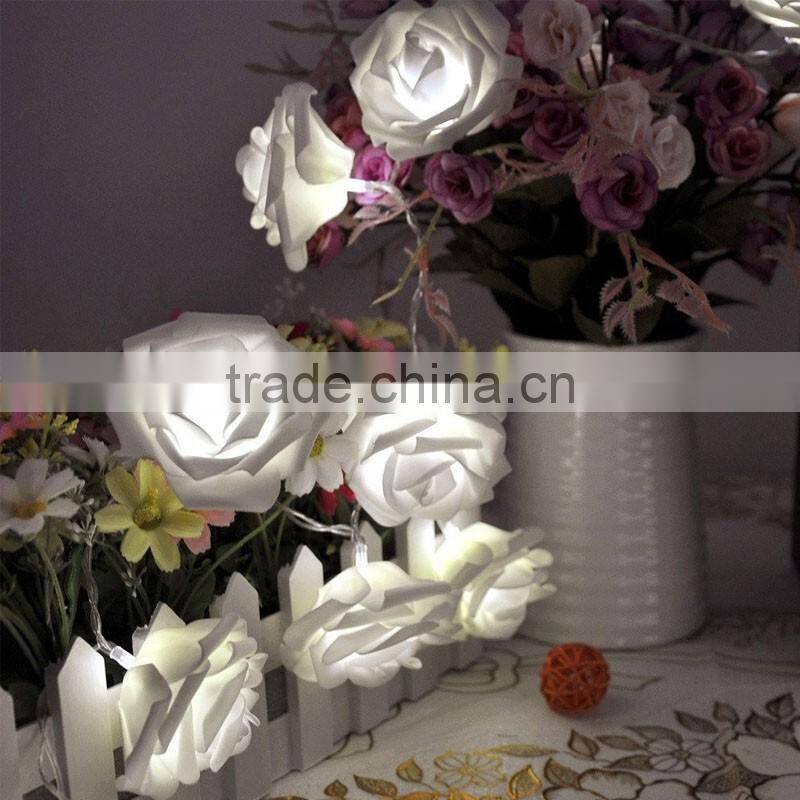 20 LED Rose Flower String Lights for Wedding Garden Party Christmas Decoration Warm White
