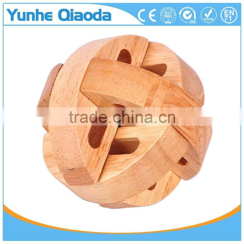 Kids educational toy wooden ball Kongming Lock