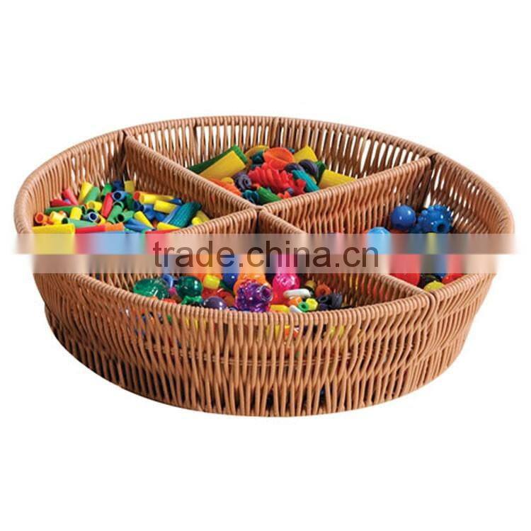 Cheap baby toys storage tray with dividers custom size wicker basket