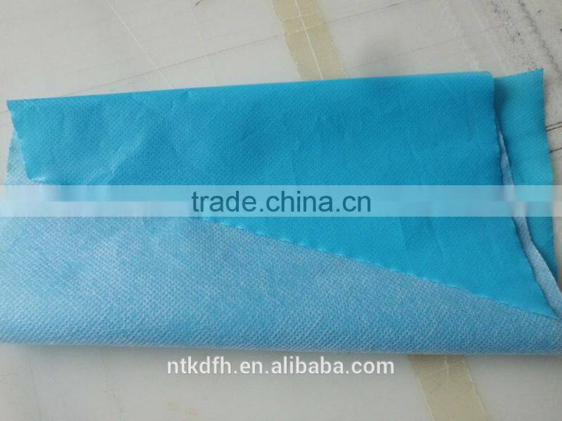 PE film laminated with SMS nonwoven fabric or PP spunbond nonwoven fabric for disposable bed sheet