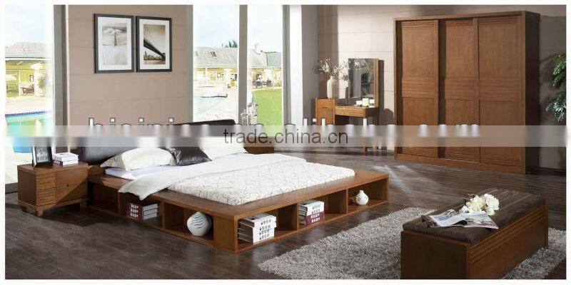 Contemporary Wooden Bedroom Set,Morden Bookcase Bed W Under Bed Storage Rack,Malaysia Style Solid Wood Frame Bedroom Furniture,