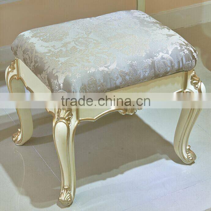 Palace Princess Desser and Stool, Wood Carved Dressing Table and Chair, European Bedroom Furniture Dresser Set (BF01-ML032)