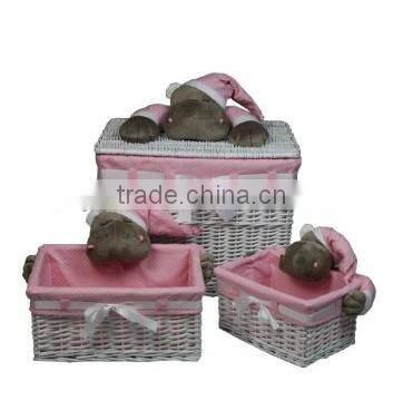 Manufacture Lidded Water Hyacinth Basket (Large/Medium/Small)