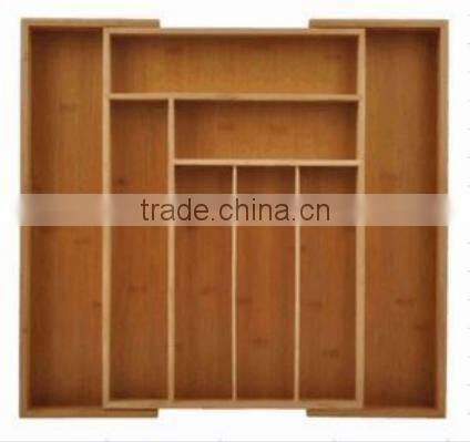 Bamboo Utility Drawer Expandable Kitchen Cutlery Utensil Tray Storage Organizer