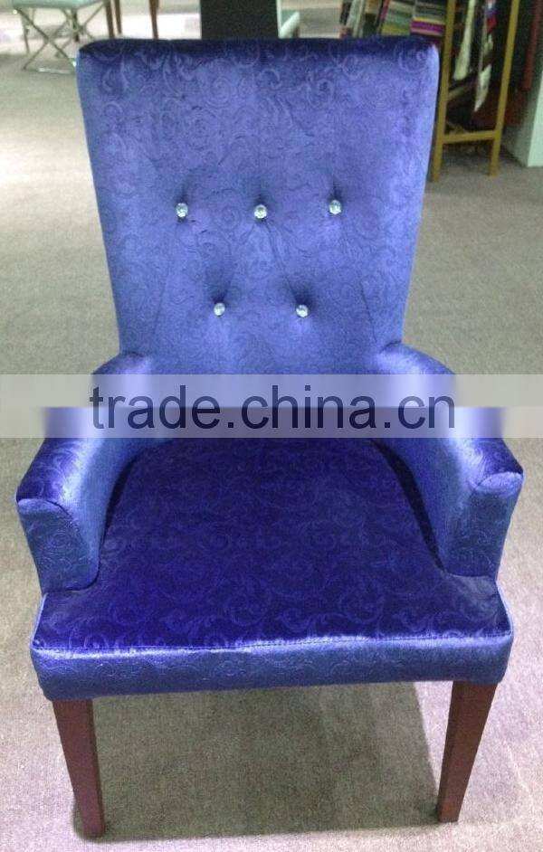 Classic Wooden Frame Upholstered fabric hotel sofa chair