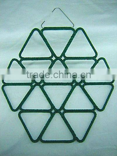 Cyan wool woven iron frame flower hanging scarfs&ties holder