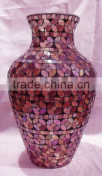 Wedding Decoration Glass Handicraft Cheap Colored Vase Mosaic Mexican Blown Glass