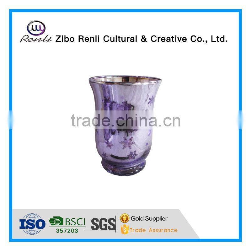 Electroplated Colored Geometric Glass Hurricane Candles Holders Lamp